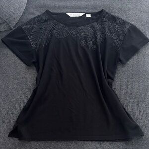 Floral / Tropical Black Women's Top (unique) XS